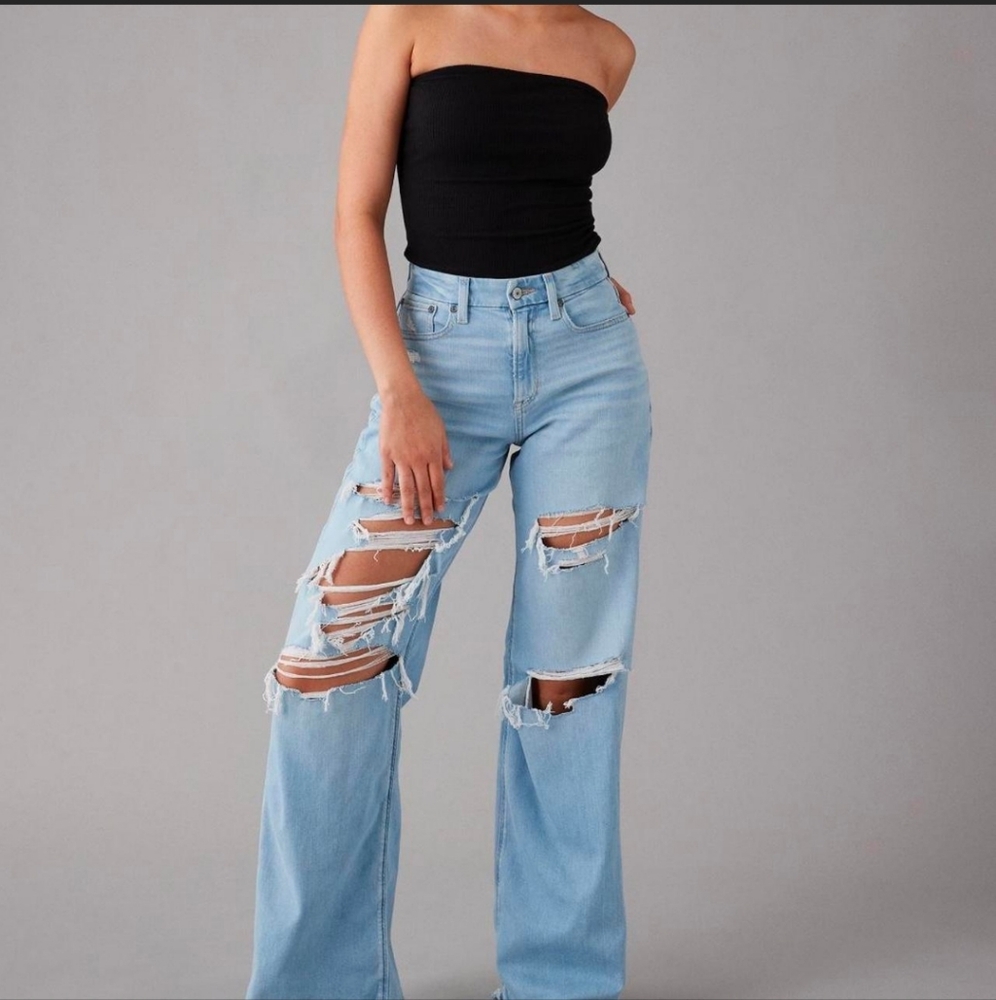 AE Dreamy Drape High Rise Baggy Wide Leg jeans